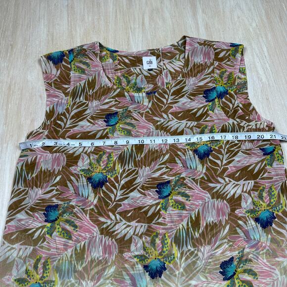 Cabi Sleeveless Tropical Print Parlor Resortwear Vacation Coastal Casual Top XL - Picture 7 of 16